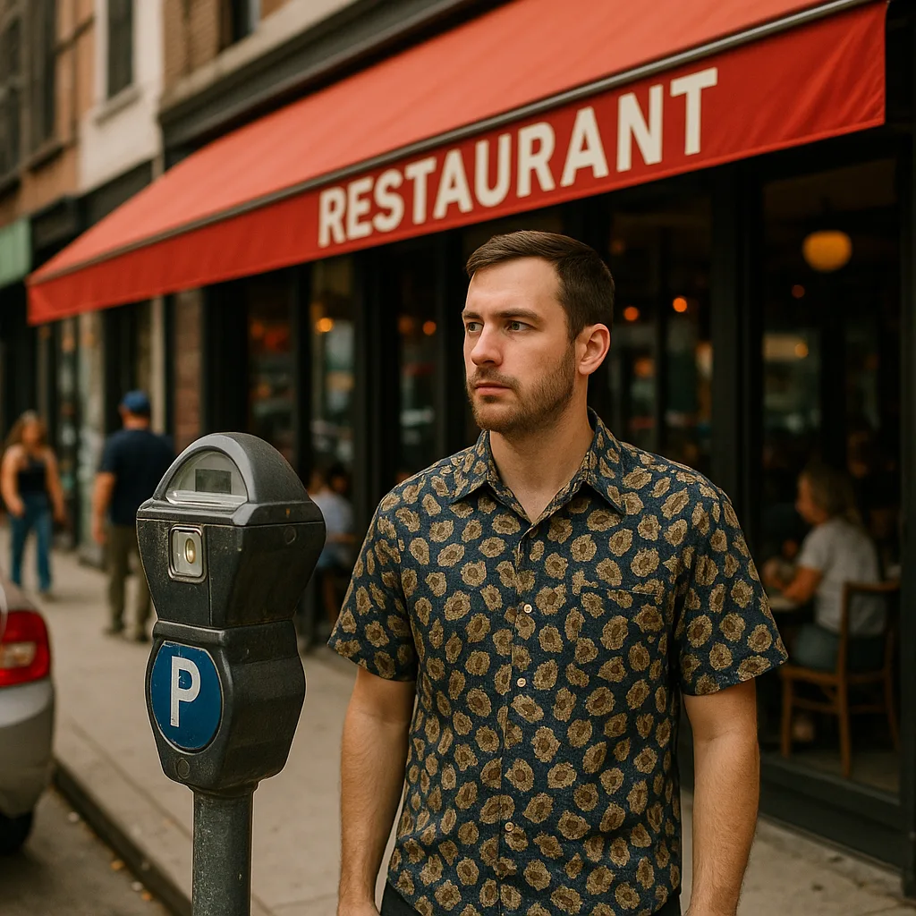 Man Wearing a Patterned Shirt Stands Next