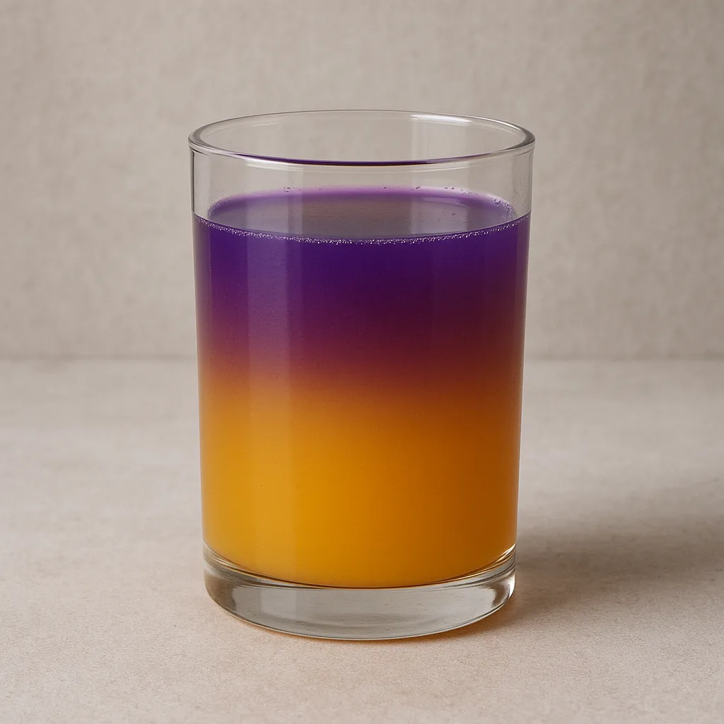 Glass Containing Orange Juice Mixed with Litmus Solution