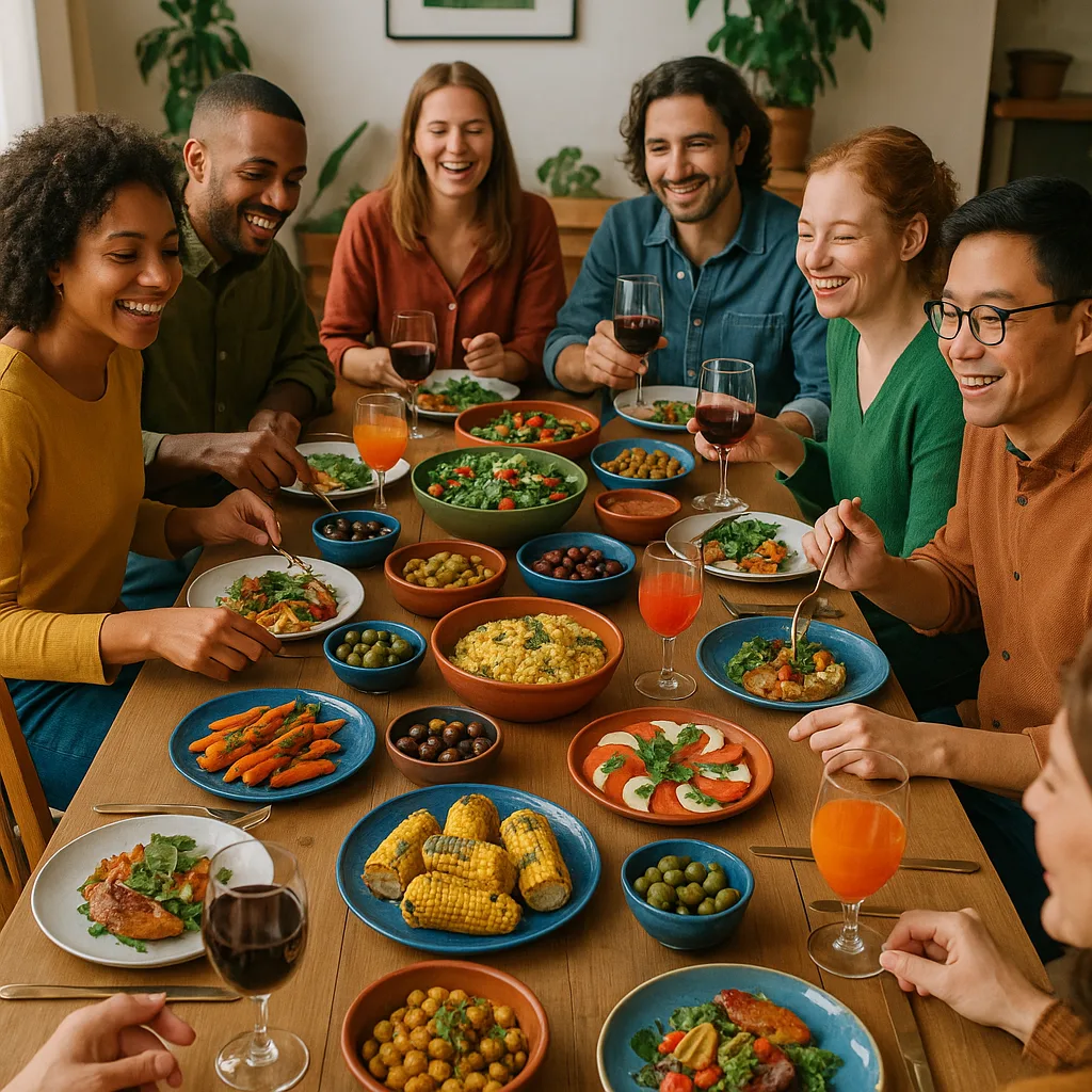 Group of Individuals Seated at a Lengthy Dining Table