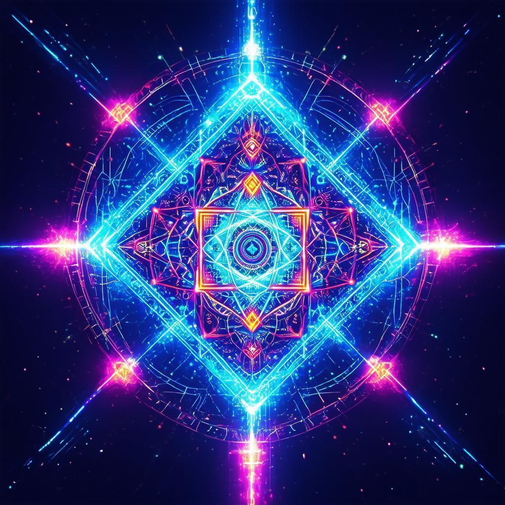 Neon Laser Sacred Geometry With Shipibo Patterns