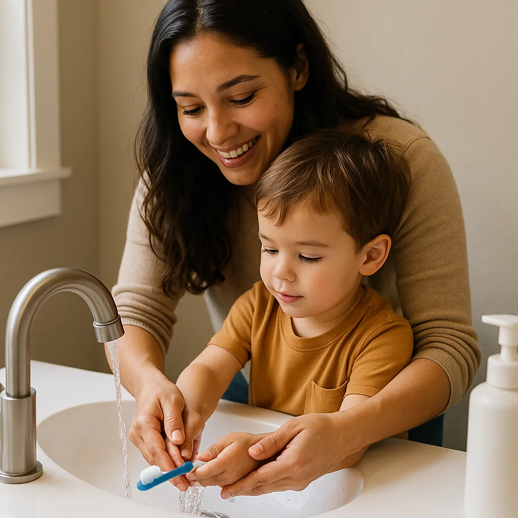 Little Boy Holding a Toothbrush