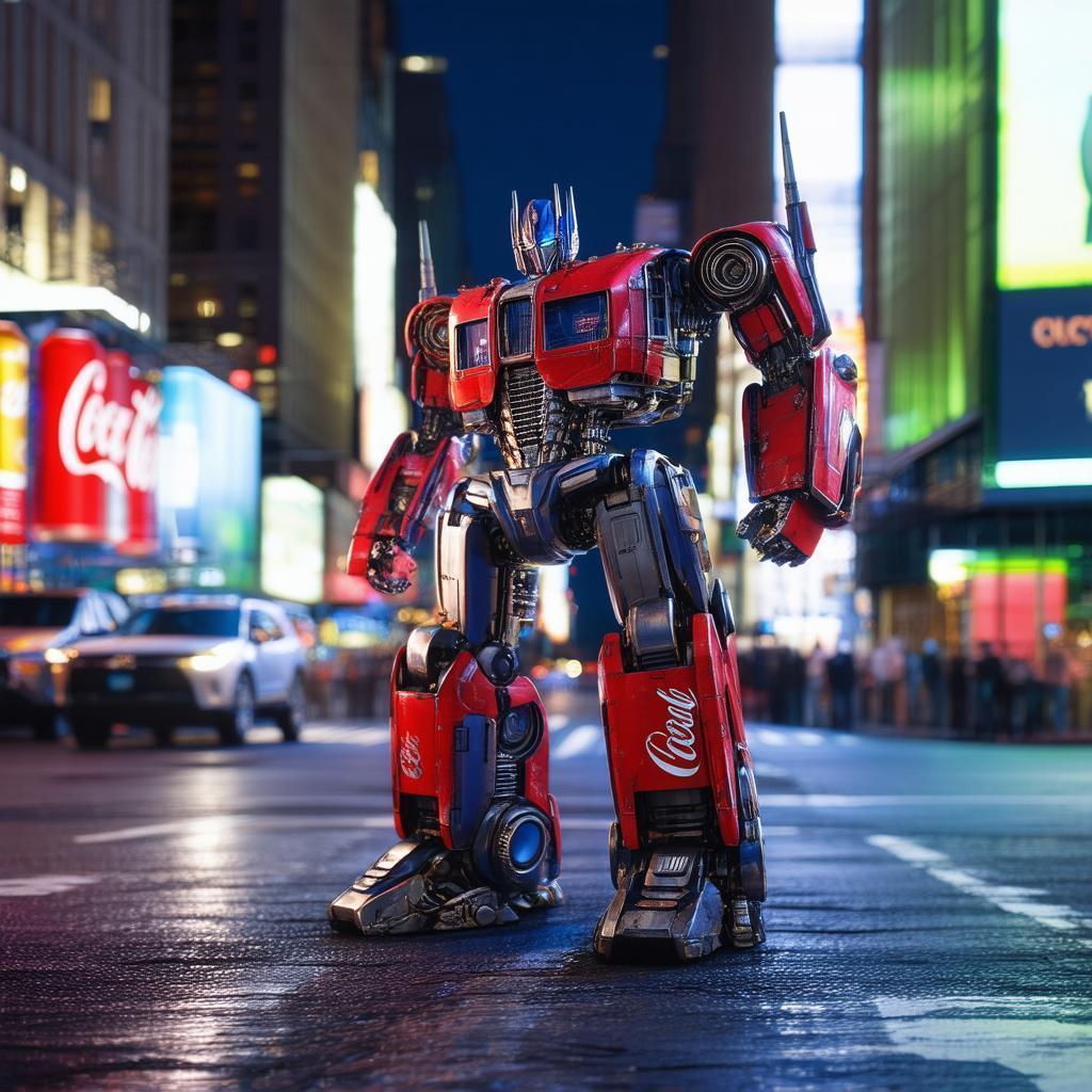 Coca Cola Can Transformer on Night Street