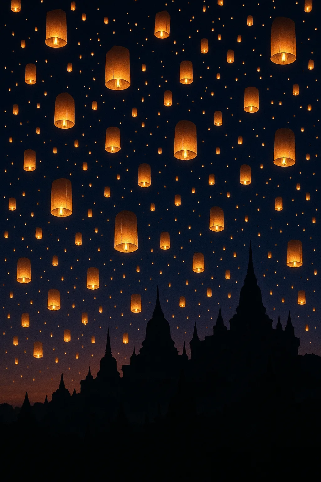 Thousands of Glowing Lanterns Drift Skyward