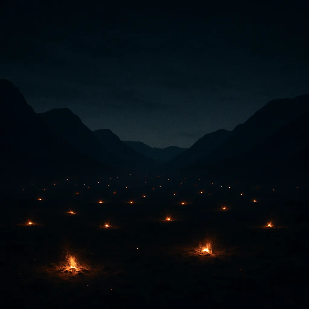 Many Distant Campfires Twinkle Like Fallen Stars