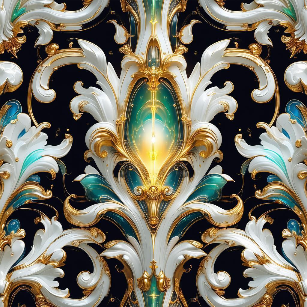 Seamless Steampunk Rococo Pattern in Manga Style
