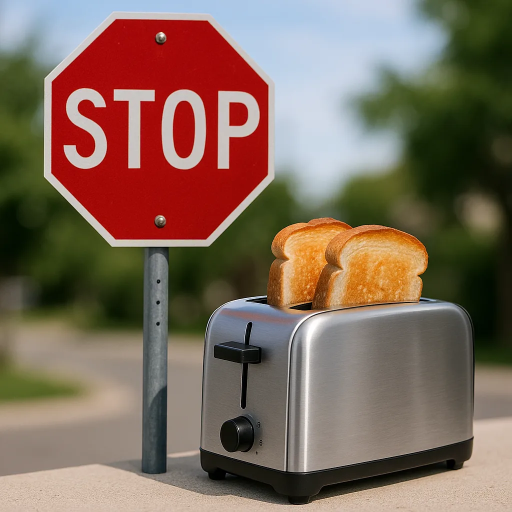Silver Toaster with Toast Ejecting from It