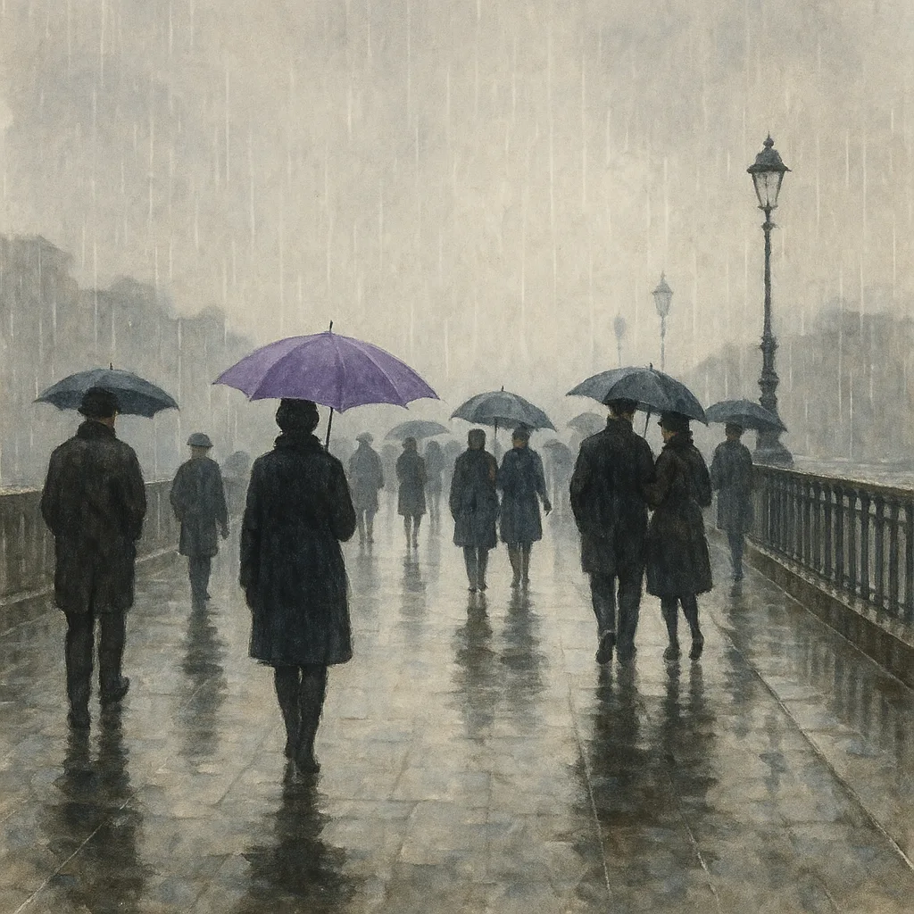 People Standing and Walking on a Rainy Day