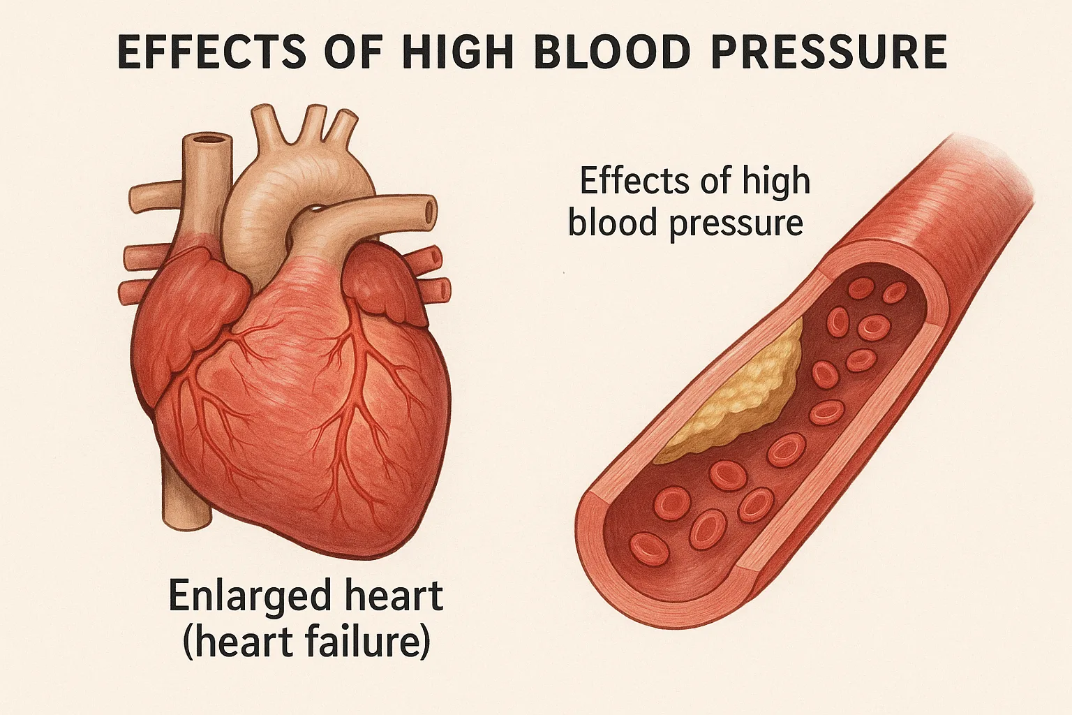 Anatomical Illustration Showing the Effects of High Blood Pressure