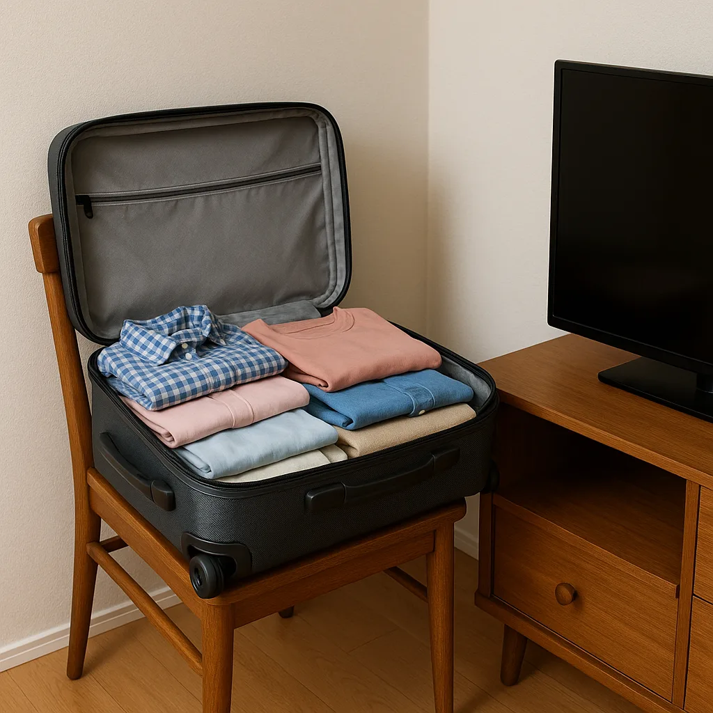 Open Suitcase Filled with Clothes