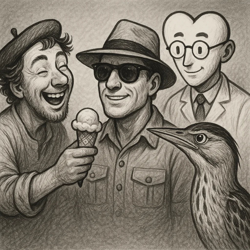 Joyfully Laughing Artist Offers Fruit Ice Cream