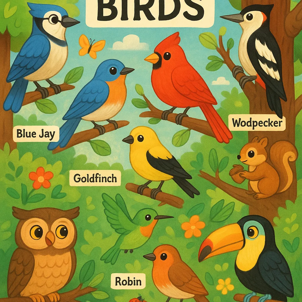 Delightful and Visually Appealing Educational Poster Showcasing Illustrations of Different