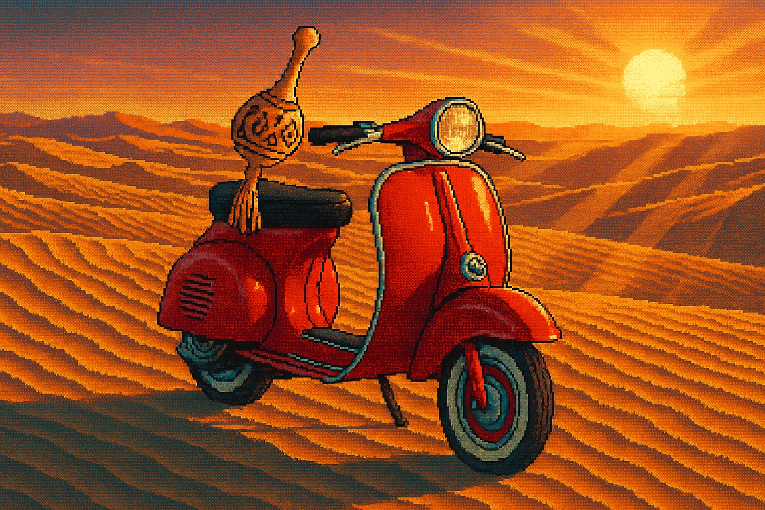 Vast Sand Dunes Rippled by Wind at Sunset Are Sharply