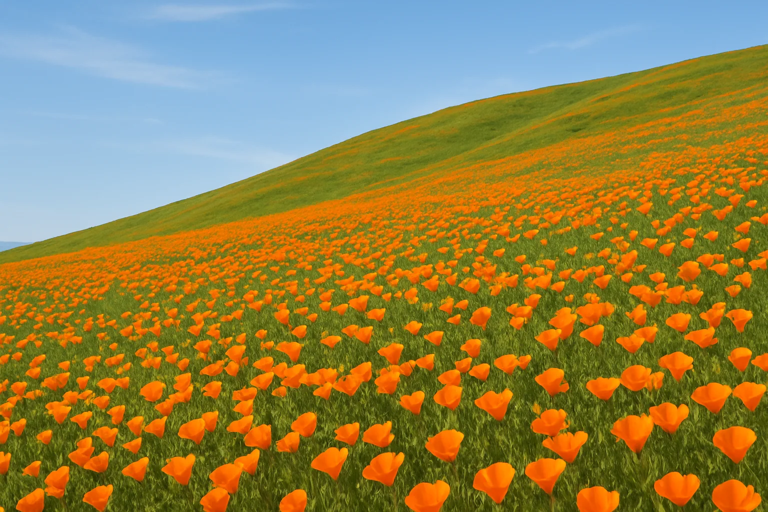 Innumerable Bright Orange Poppies Create a Vibrant