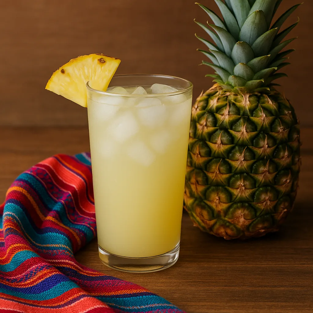 Refreshing Glass of Homemade Pineapple Water (Aqua De Piña)