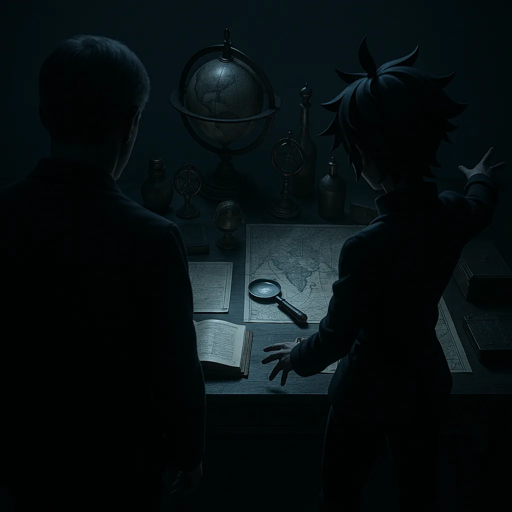 Silhouetted Backs of Two Figures—one with Fine Hair