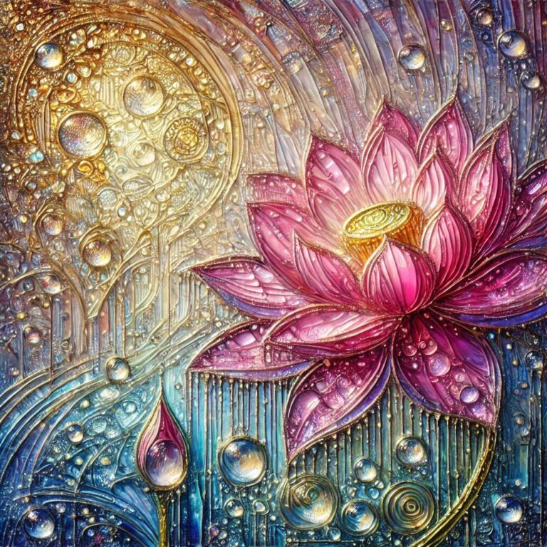 Alien Stained Glass Lotus Oil Painting