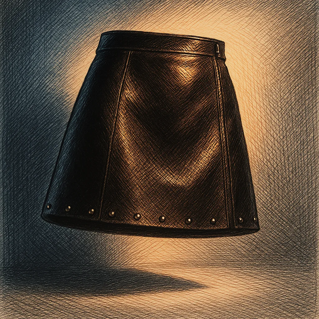 Single Classic Black Leather Miniskirt—detailed with an A-line Cut