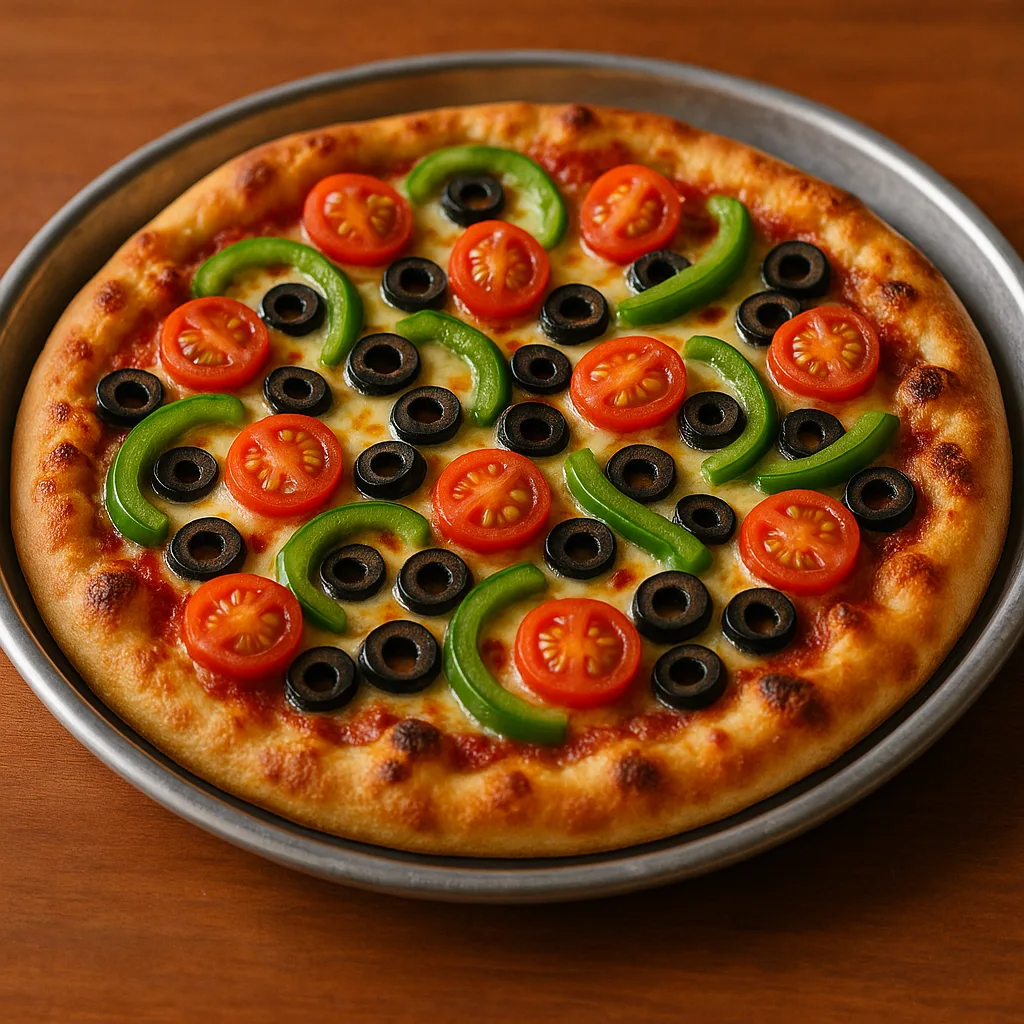 Freshly Baked Pizza Topped with Green Peppers