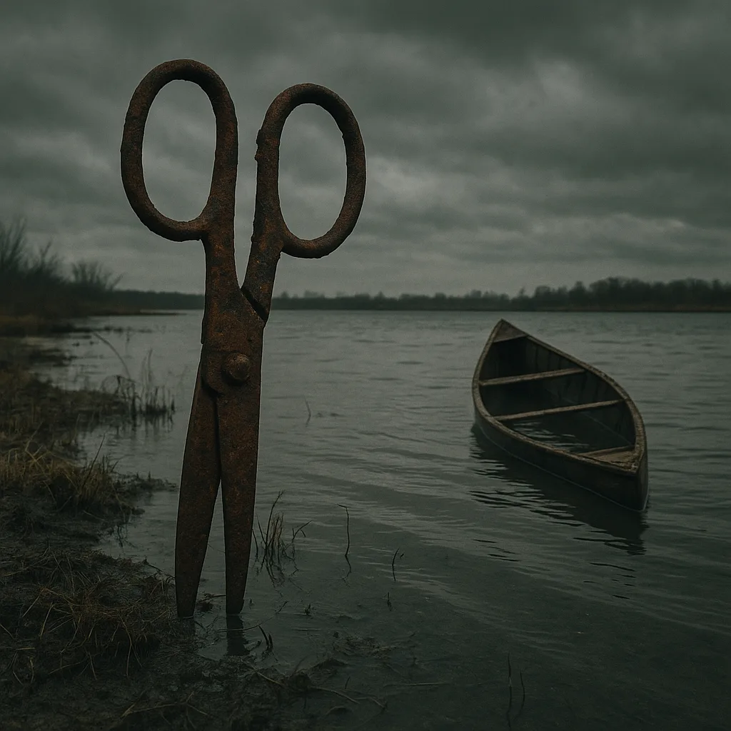 Depict a Bleak Atmosphere with Corroded Scissors