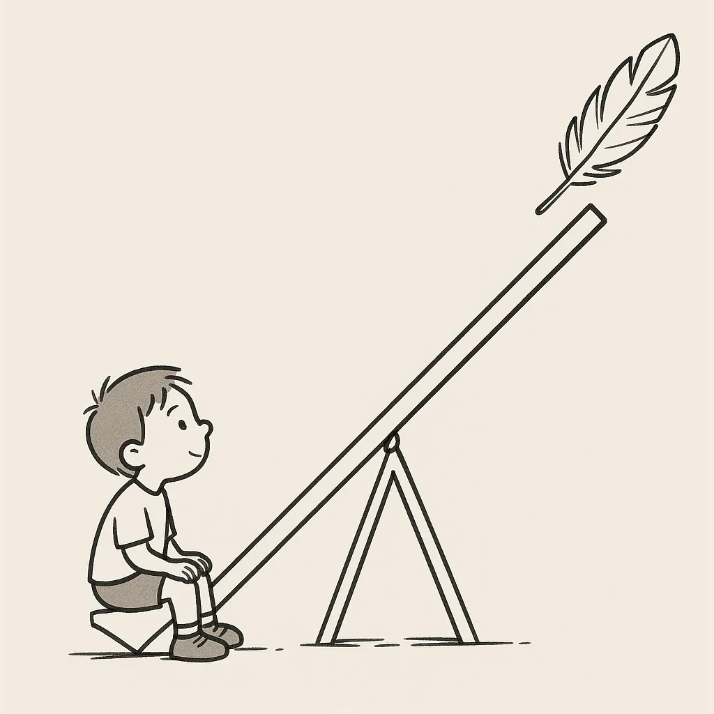Sharply Slanted Seesaw with a Child