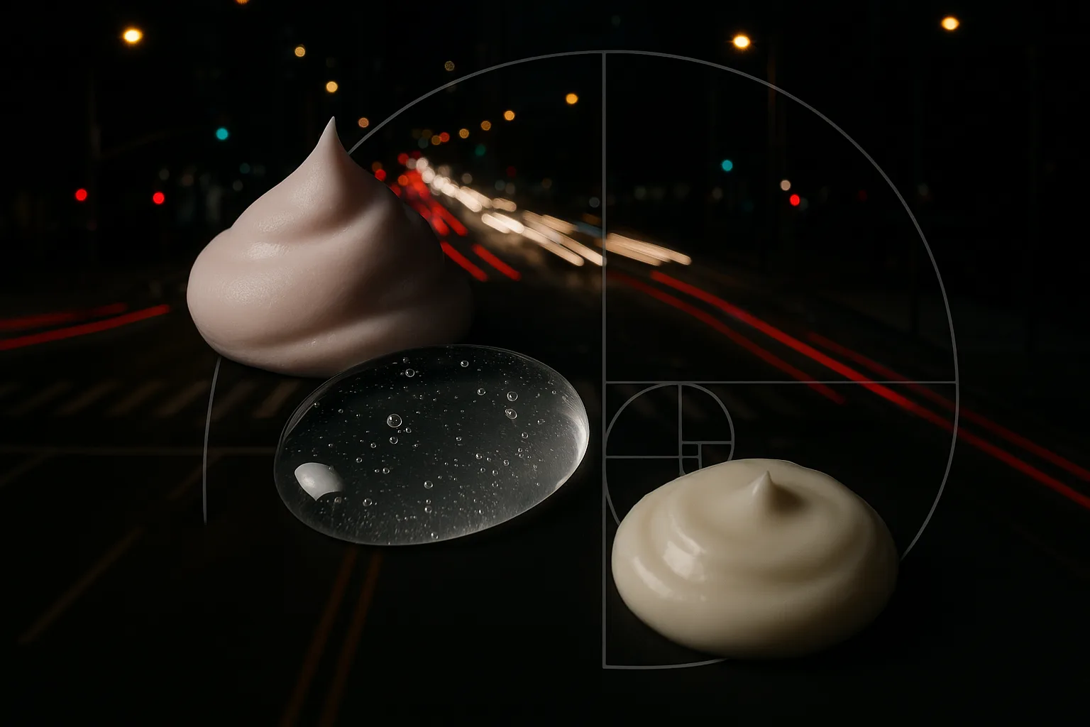 Surreal Juxtaposition Reveals Three Distinct Lotions Meticulously Arranged Along