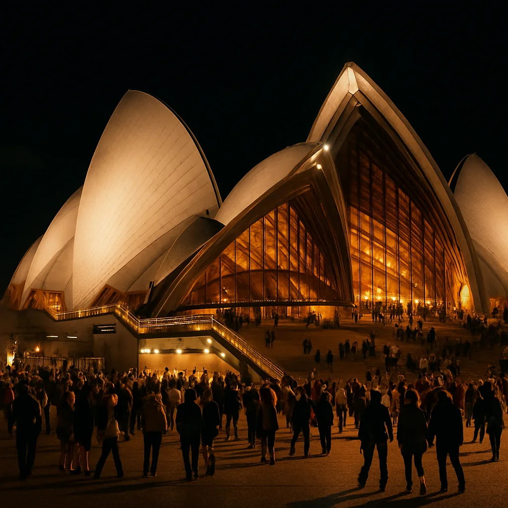 Nighttime Scene Featuring the Sydney Opera House
