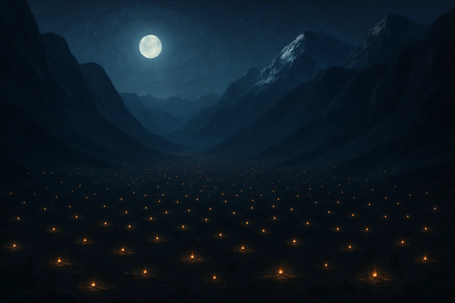 Countless Distant Campfires Twinkle Like Fallen Stars Across a Vast