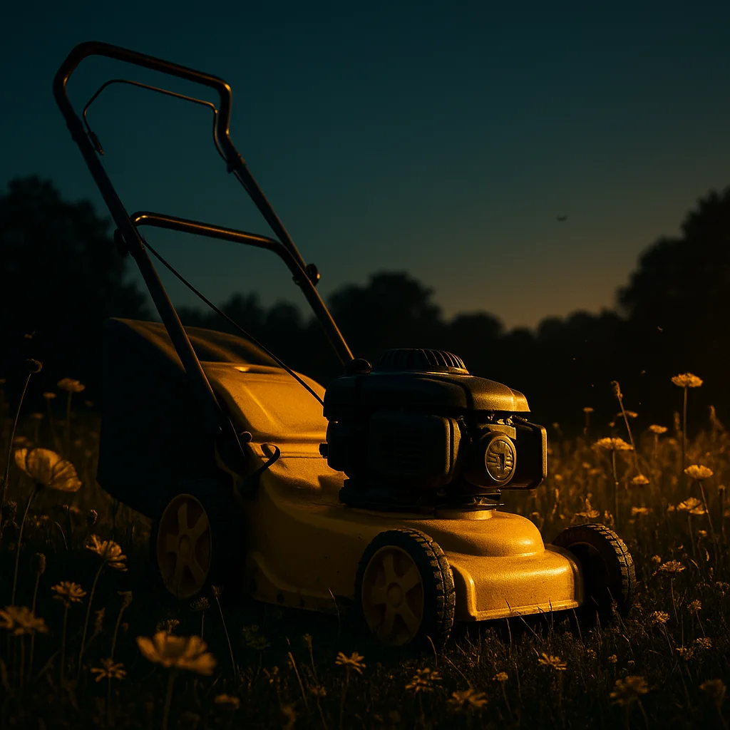 Single Bright Yellow Lawn Mower