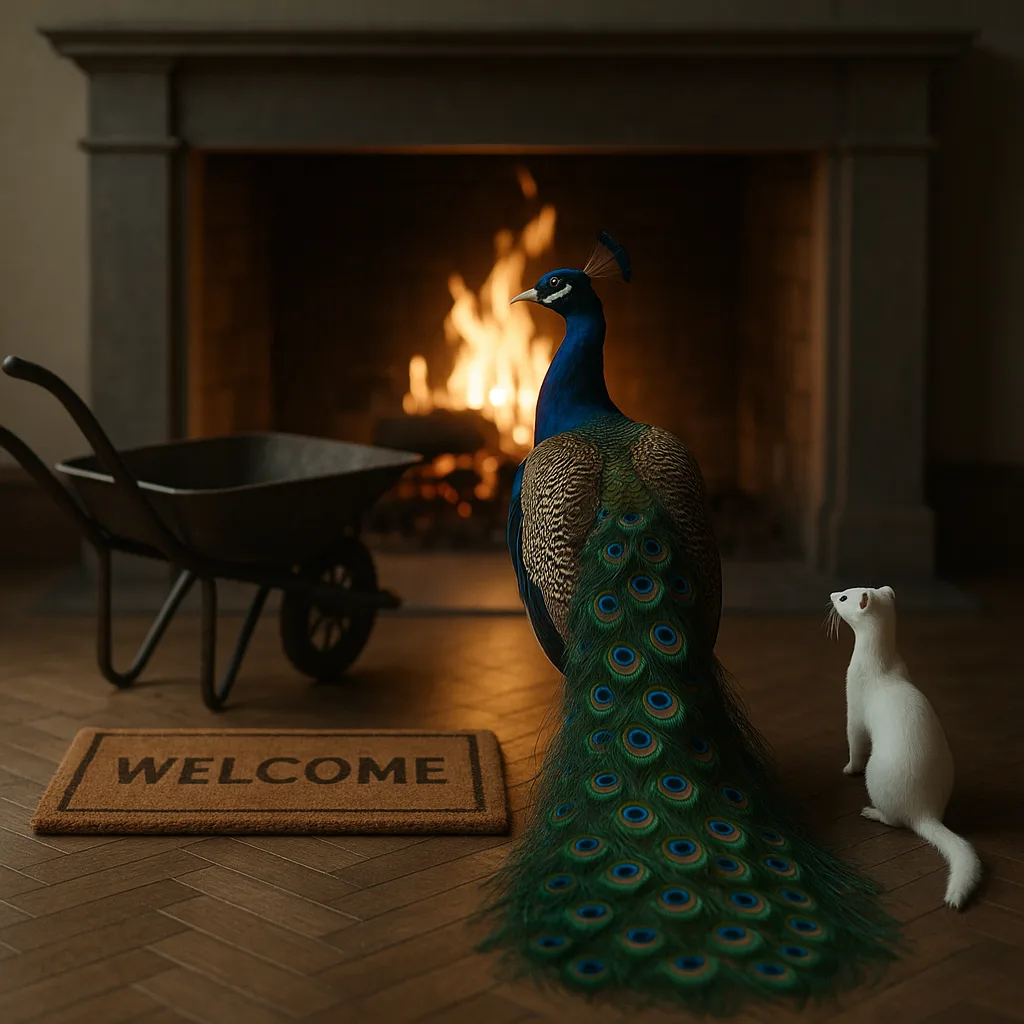 Before a Warm Fireplace with its Crackling Fire and Mantelpiece