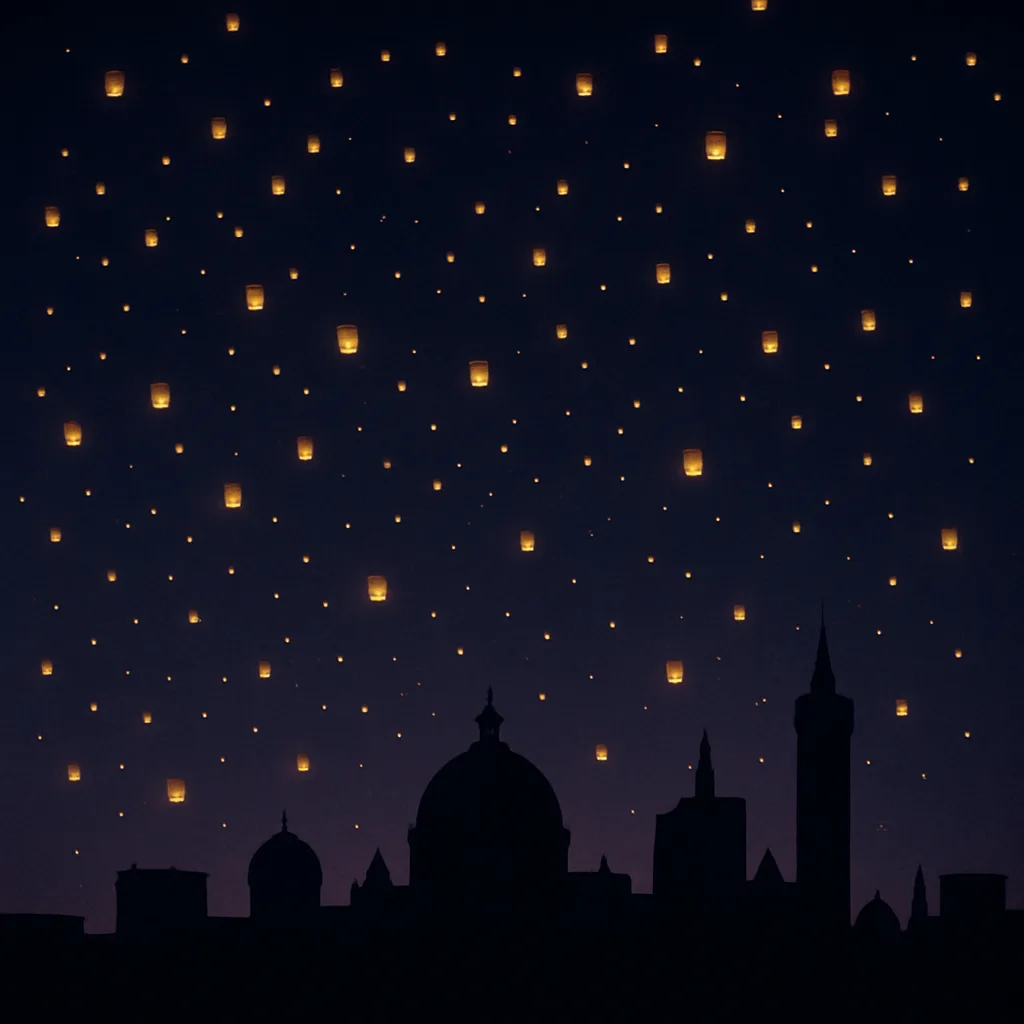 Myriad Tiny Glowing Lanterns Float Upwards