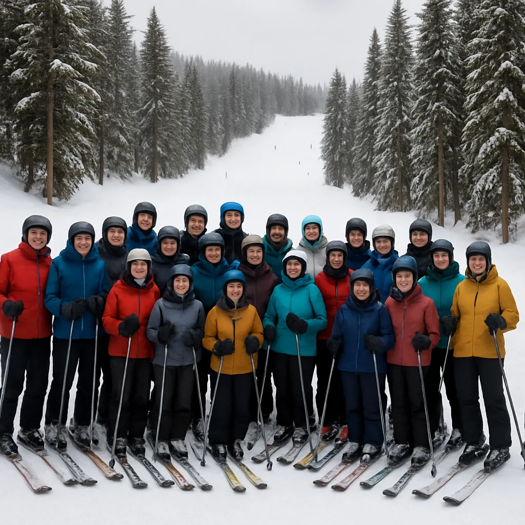 Large Group of People in Winter