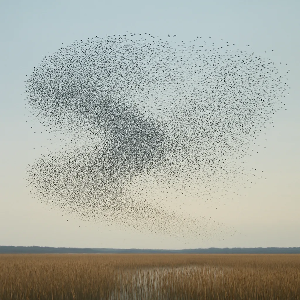 Vast Flock of Starlings Creates