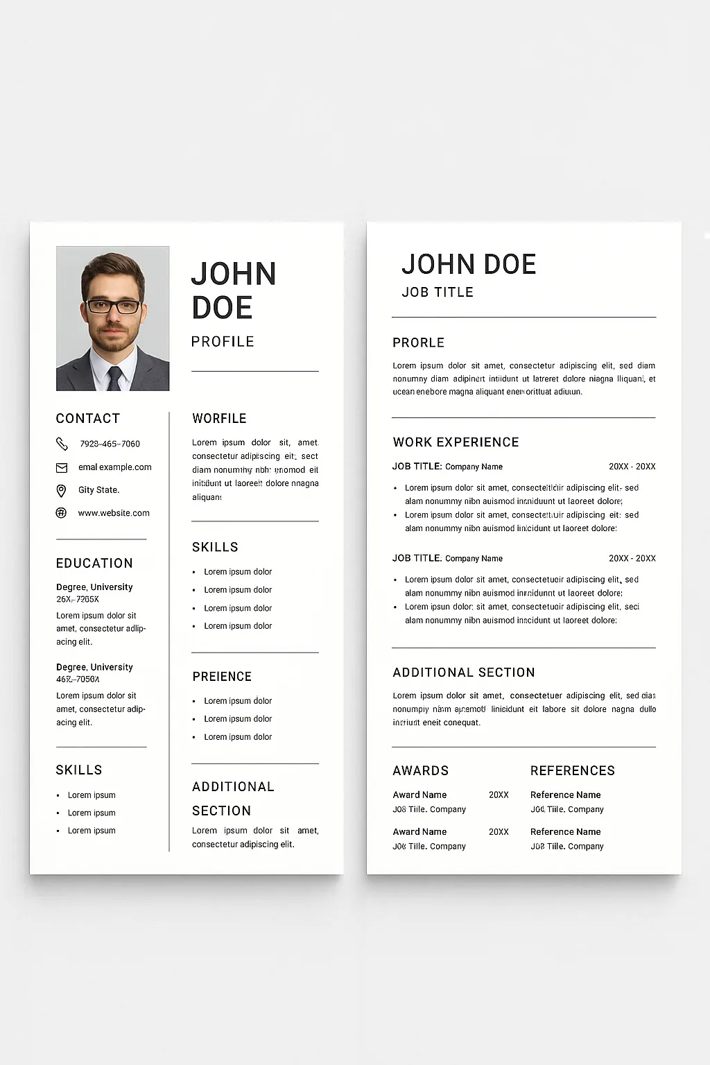 Two-page Modern and Professional Resume Template