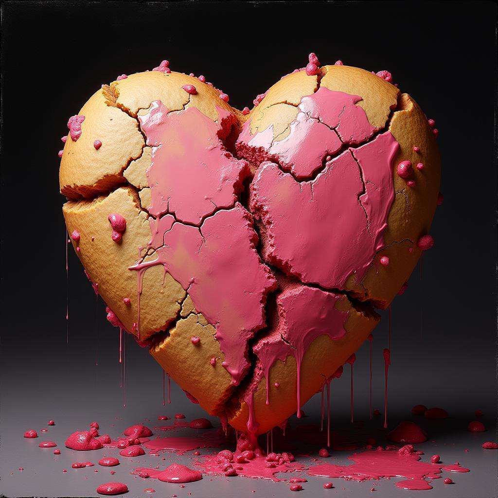 Cracked Heart Cookie in Dramatic Chiaroscuro