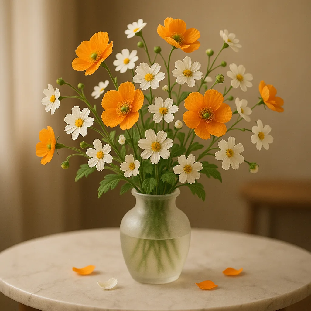 Joyful Display of Orange and White Blooms