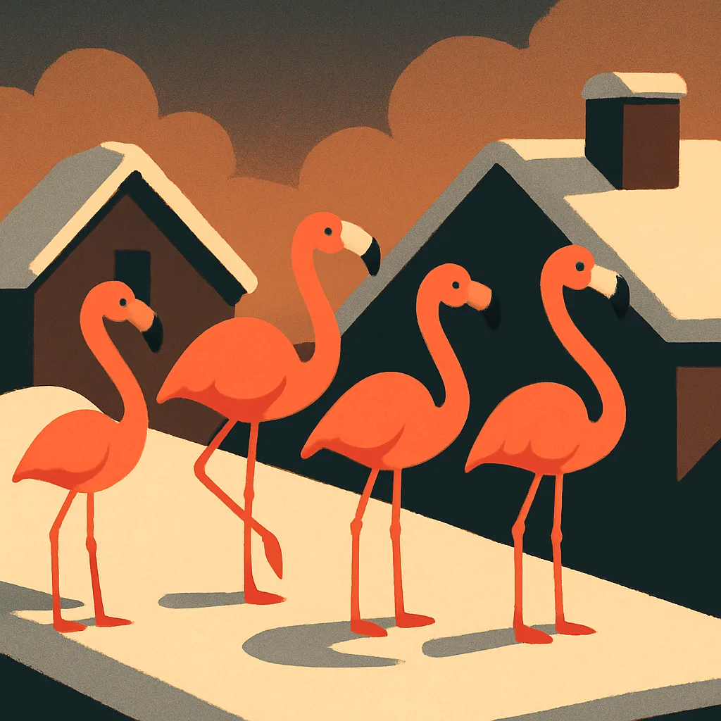 Four Varied Flamingos