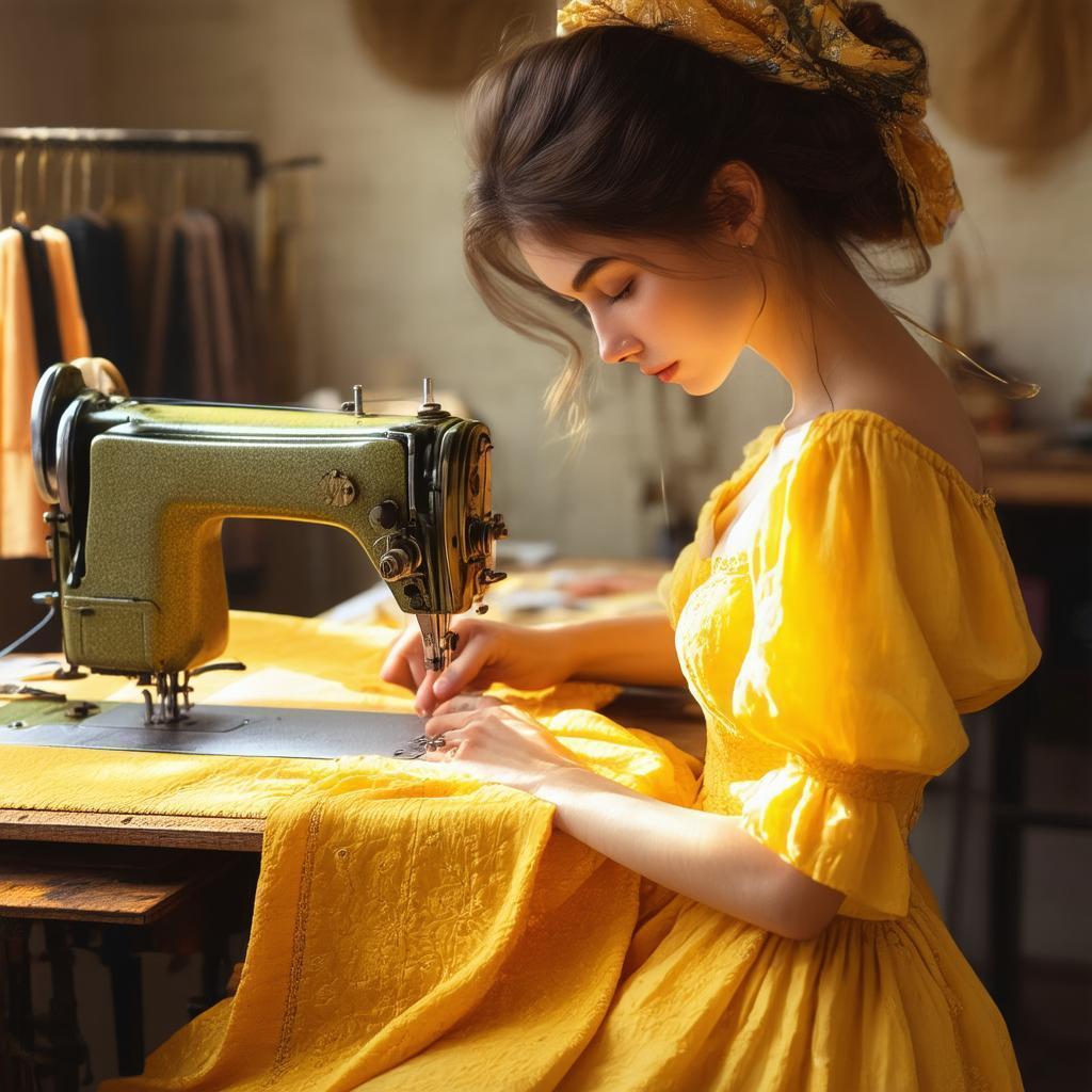 Golden Hour Seamstress in Cozy 3D Studio