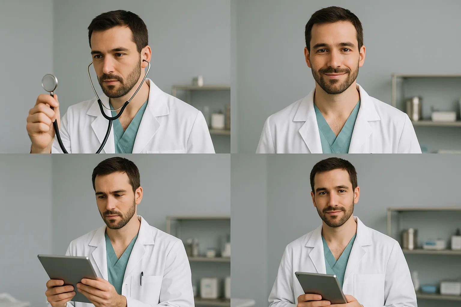 Collection of Photos Featuring a Male Nurse in Different Poses