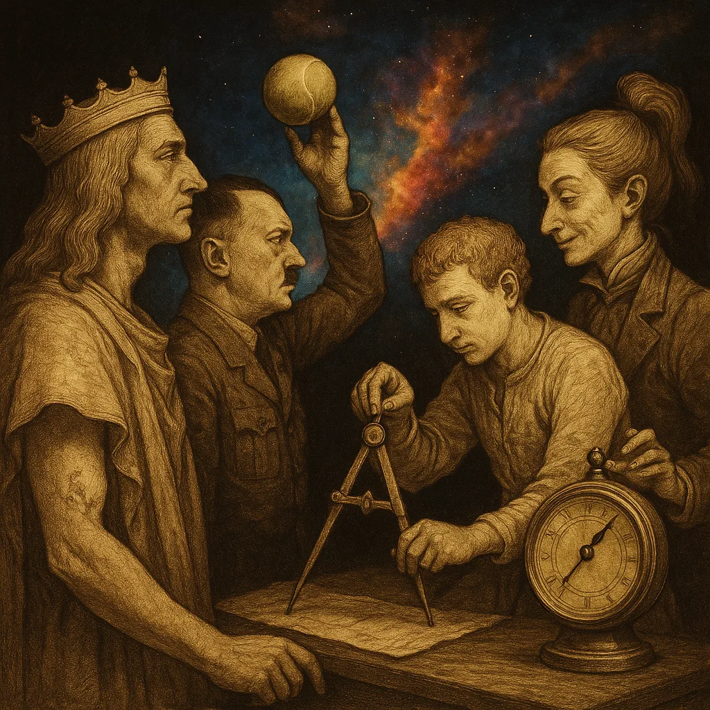 Ruler Rendered in a Da Vinci Artistic Style Leans