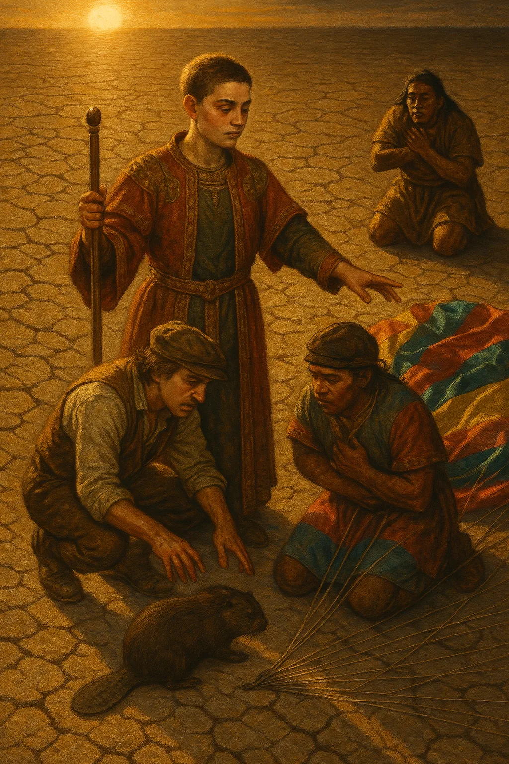 Across the Cracked Earth of a Dry Lake