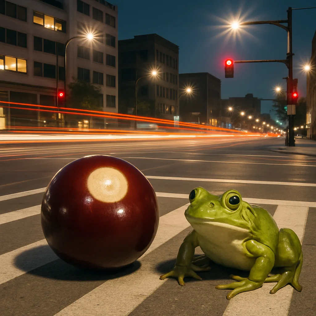 Busy Urban Intersection at Night