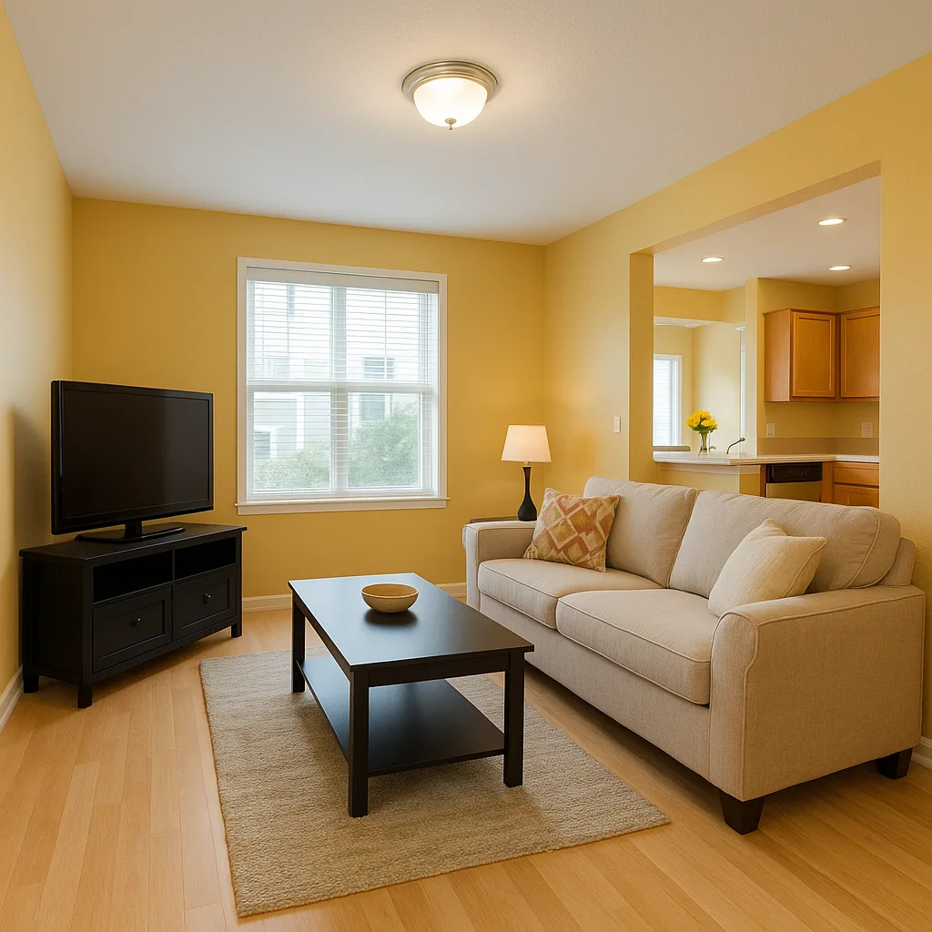 Living Room with Light Wooden Floors