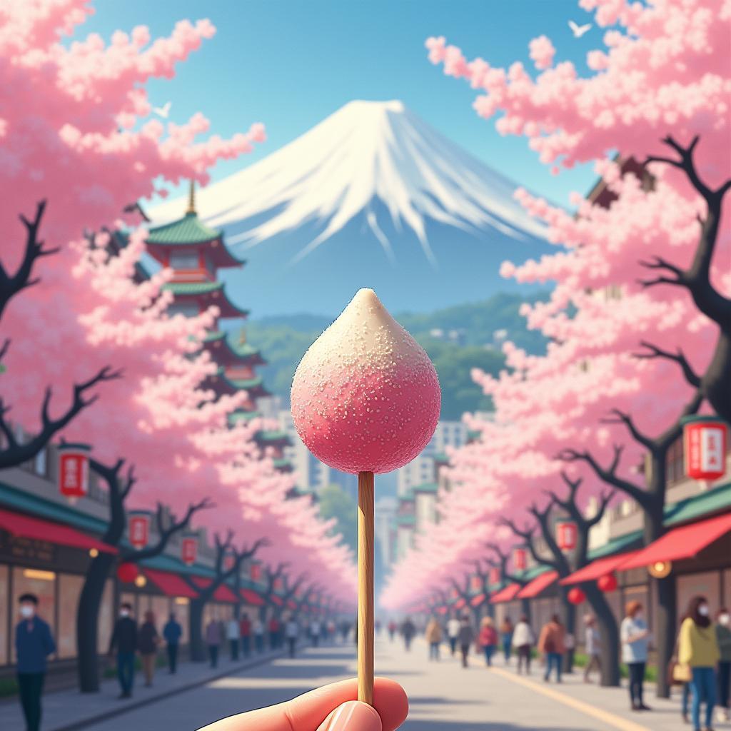Hanami Dango Poster Beneath Mount Fuji