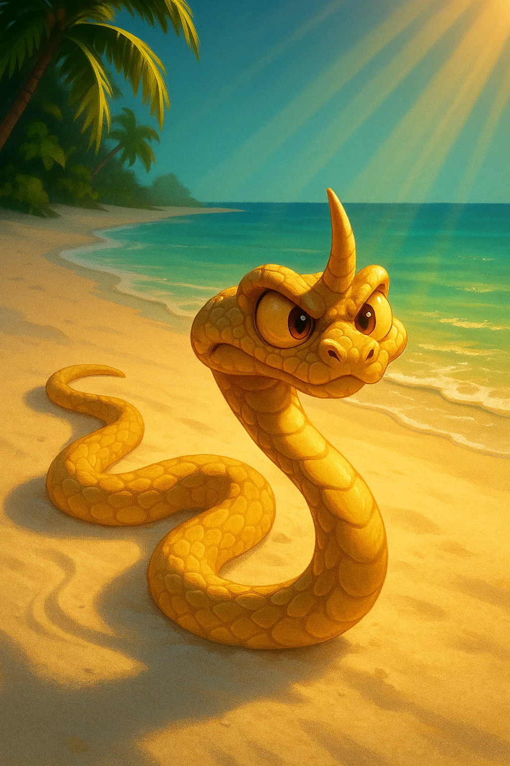 Scene Unfolds on a Tropical Beach with White Sand