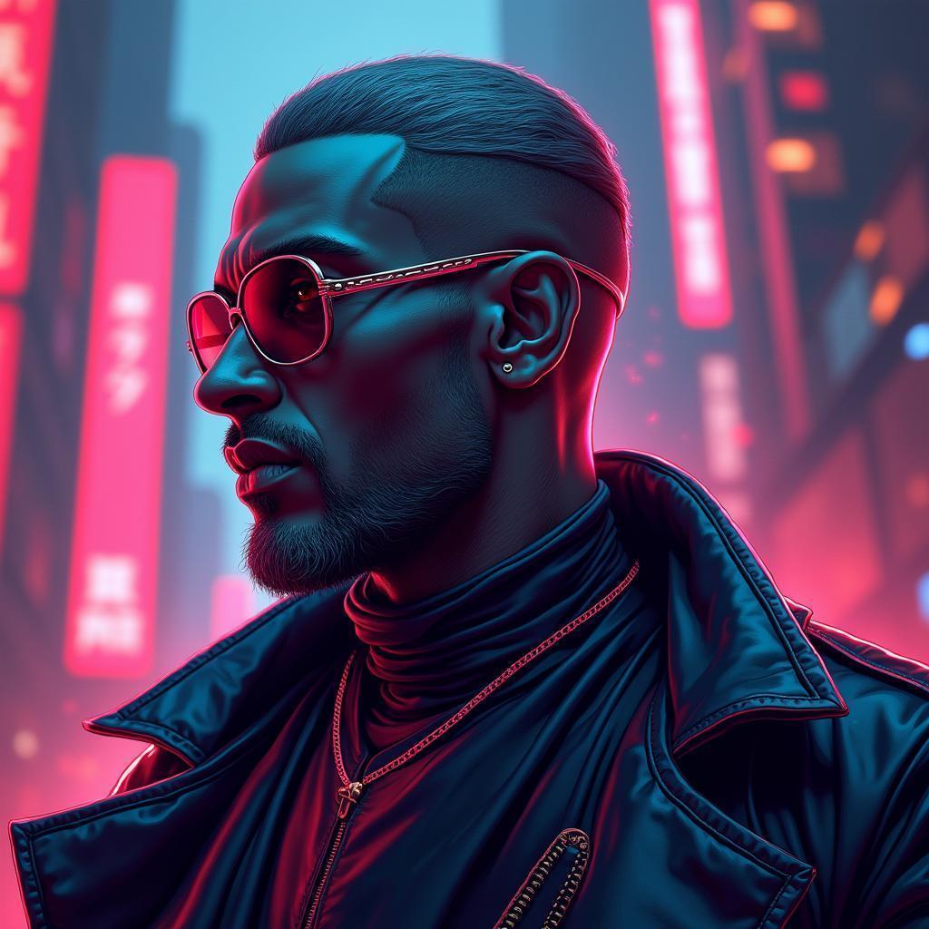 Elven Idris Elba as Cyberpunk Corporate Boss