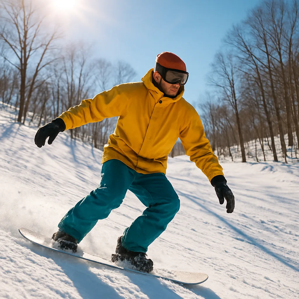 Person Snowboarding on a Sunny