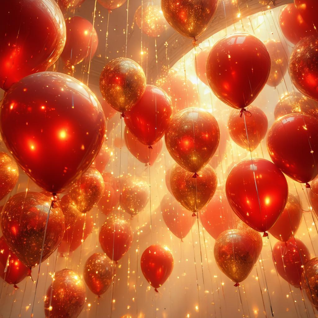 Mystical Balloons Beneath a Celestial Ceiling Fan