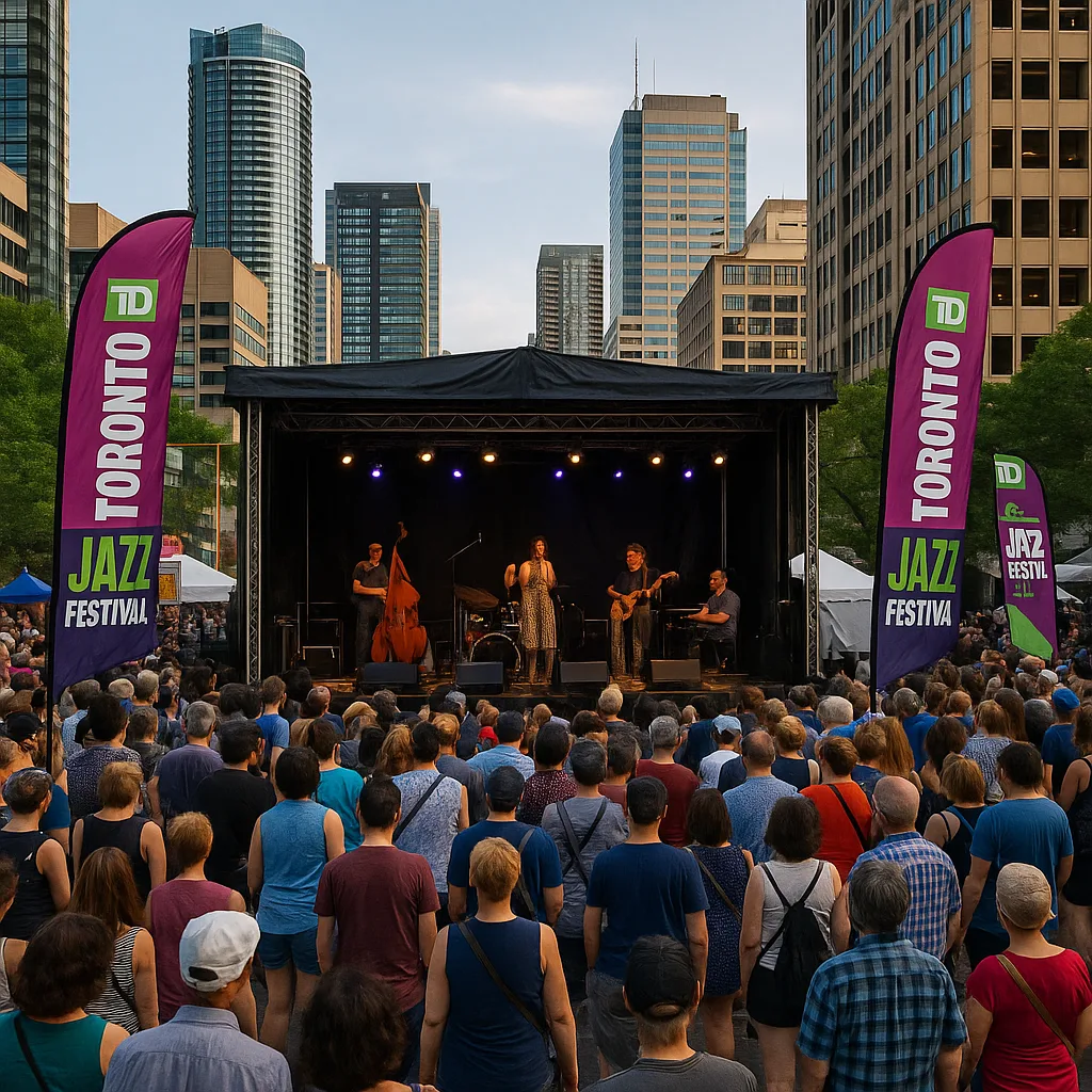 Bustling Outdoor Toronto Jazz Festival Featuring a Stage