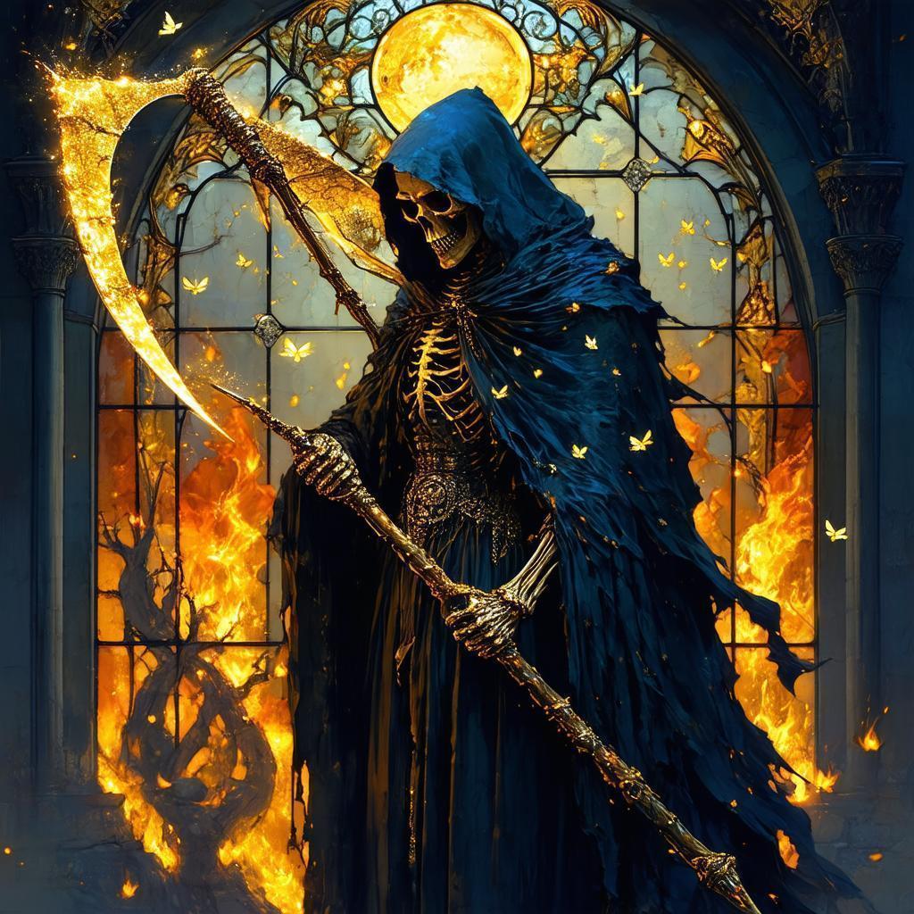 Grim Reaper With Firefly Cloak and Scythe