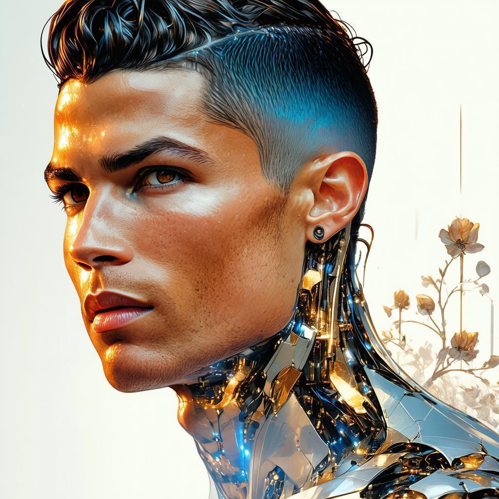 Cristiano Ronaldo With Sleek Cyberpunk Implants